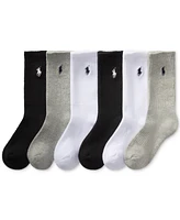 Polo Ralph Lauren Little & Big Boys Solid Crew Socks, 6-Pack