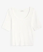 On 34th Women's Solid Scoop-Neck Elbow-Sleeve Top, Exclusively at Macy's