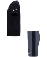 Nike Little Boys Dri-fit Swoosh T-Shirt & Shorts, 2 Piece Set