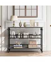 gaomon Narrow Entryway Table with Storage 43" 3-Tier Sofa Tables Industrial Console Table with Storage/Display Shelf Hallway Table for Living Room