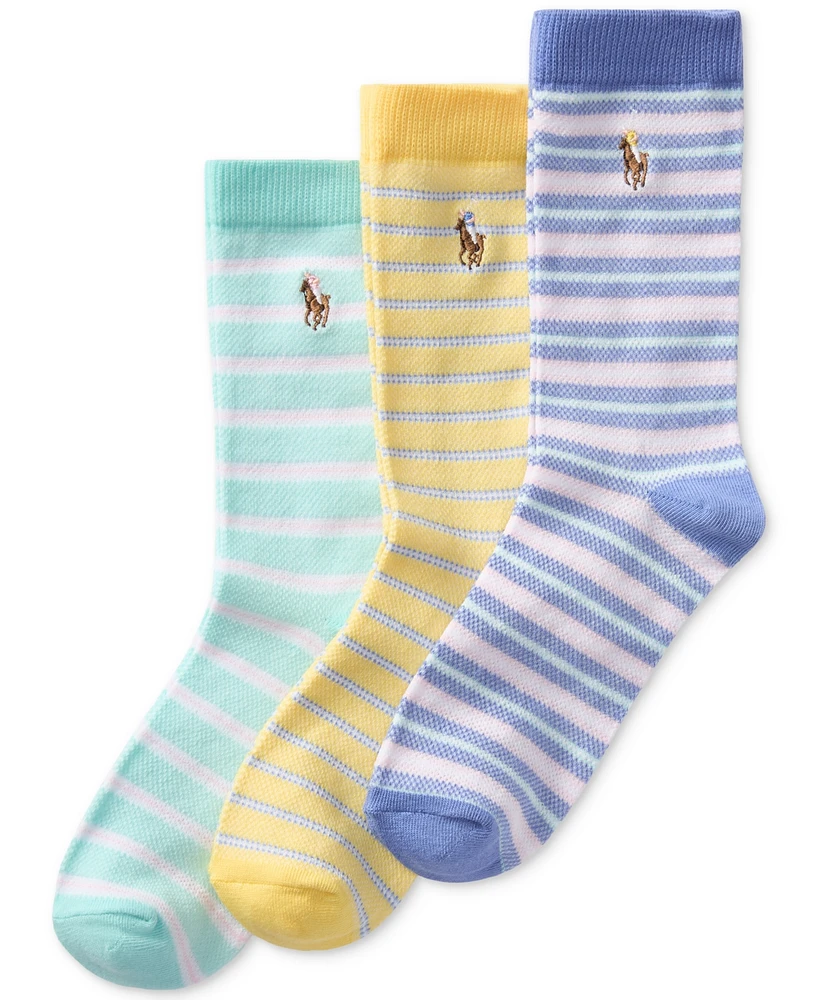 Polo Ralph Lauren Little Boys Oxford Stripe Crew Socks, 3-Pack