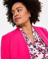 Kasper Plus Kiss-Front Long-Sleeve Blazer