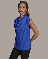 Donna Karan New York Women's Cap Sleeve Cowl Neck Top