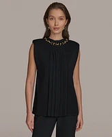 Donna Karan New York Women's Beaded-Neck Sleeveless Sweater