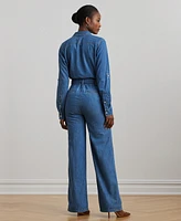 Lauren Ralph Women's Denim Wide-Leg Jumpsuit