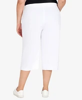 Alfred Dunner Plus Classic Neutrals Flat Front Split Hem Allure Clamdigger Pants