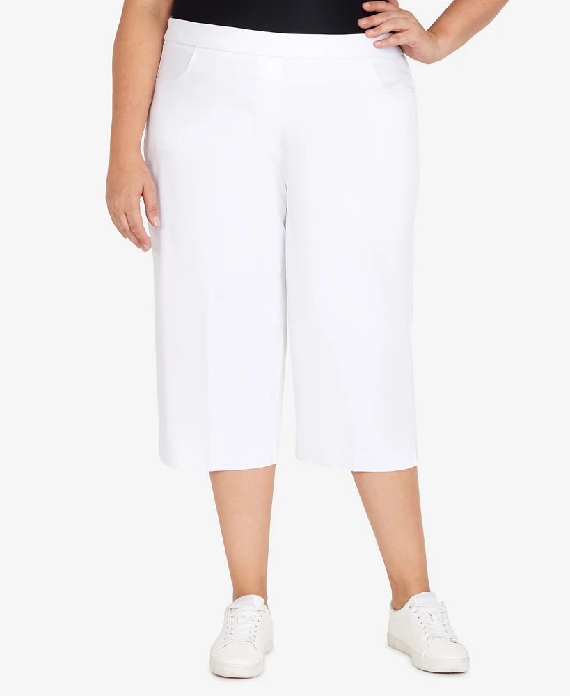 Alfred Dunner Plus Classic Neutrals Flat Front Split Hem Allure Clamdigger Pants