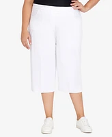 Alfred Dunner Plus Classic Neutrals Flat Front Split Hem Allure Clamdigger Pants