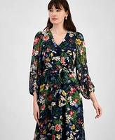 Anne Klein Women's Floral-Print Maxi Dress