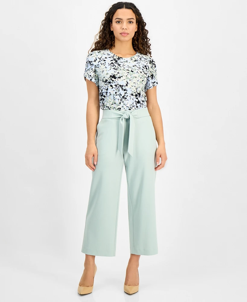 Ak Anne Klein Petite Wide-Leg Tie-Front Pull-On Pants