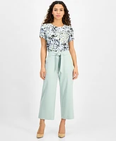 Ak Anne Klein Petite Wide-Leg Tie-Front Pull-On Pants