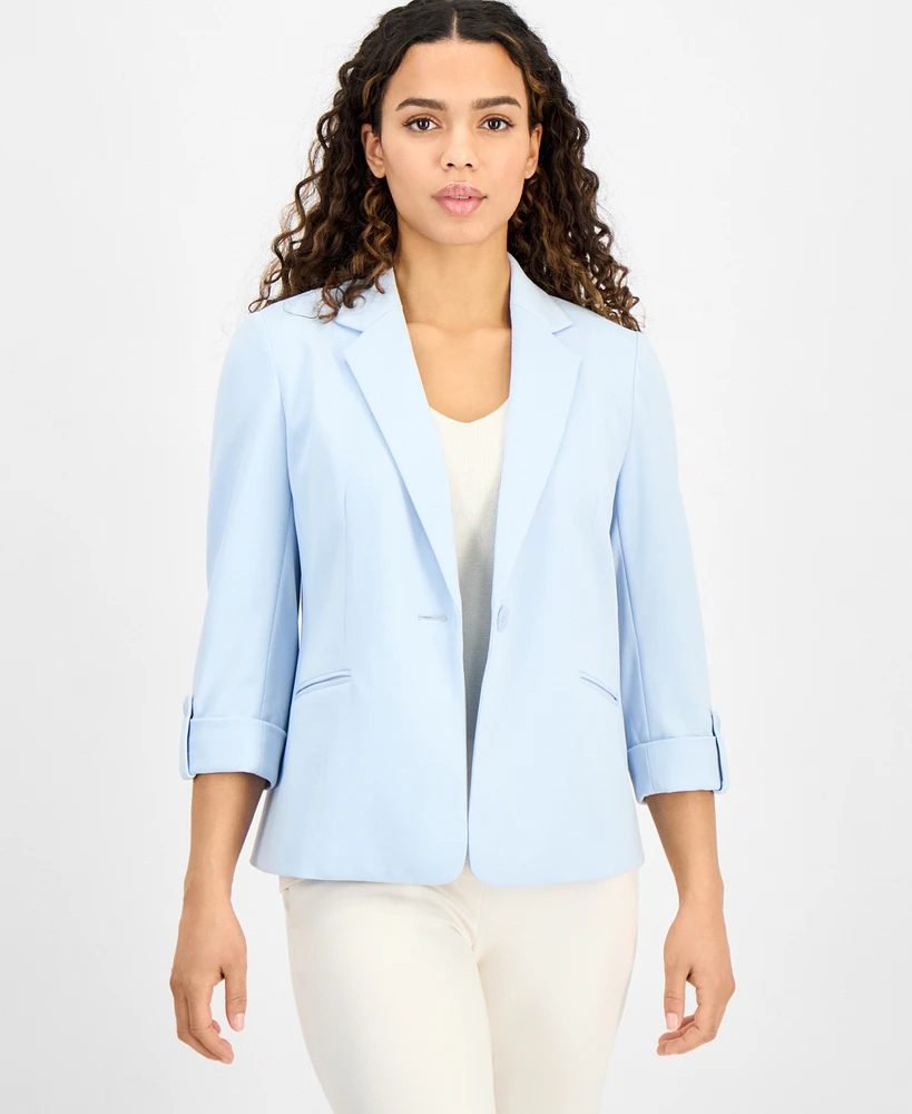 Ak Anne Klein Petite Cool Crepe Single Button Jacket