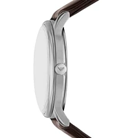 Emporio Armani Men's Brown Leather Strap Watch 39mm
