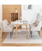 Dyhome Modern Dining Chairs Set of 6, Mid Century Kitchen with 5.12” Cushions and Metal Legs, Upholstered Back