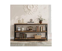 gaomon 55 Inch Entryway Table, Narrow Long Console Table With Storage, 3 Tier Wood Sofa Table