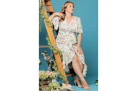 Kiyonna Plus Alexandra Ruffle Faux Wrap Gown