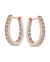 Bling Jewelry Classic Oval Cz Hoop Earrings Black Rose Gold Sterling Silver .60 Inch