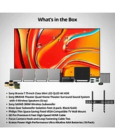 Sony Bravia 7 75" 4K Hdr Smart Qled Mini-led Tv (K-75XR70) with Bravia Theater Quad and SASW5 300W Wireless Subwoofer bundle