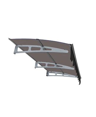 Door Window Awning Canopy Made of 0.137 Inch Thick Crystal Solid Polycarbonate Sheet and Aluminum Alloy with Valance in size of 79" Wide x 34" Deep fo