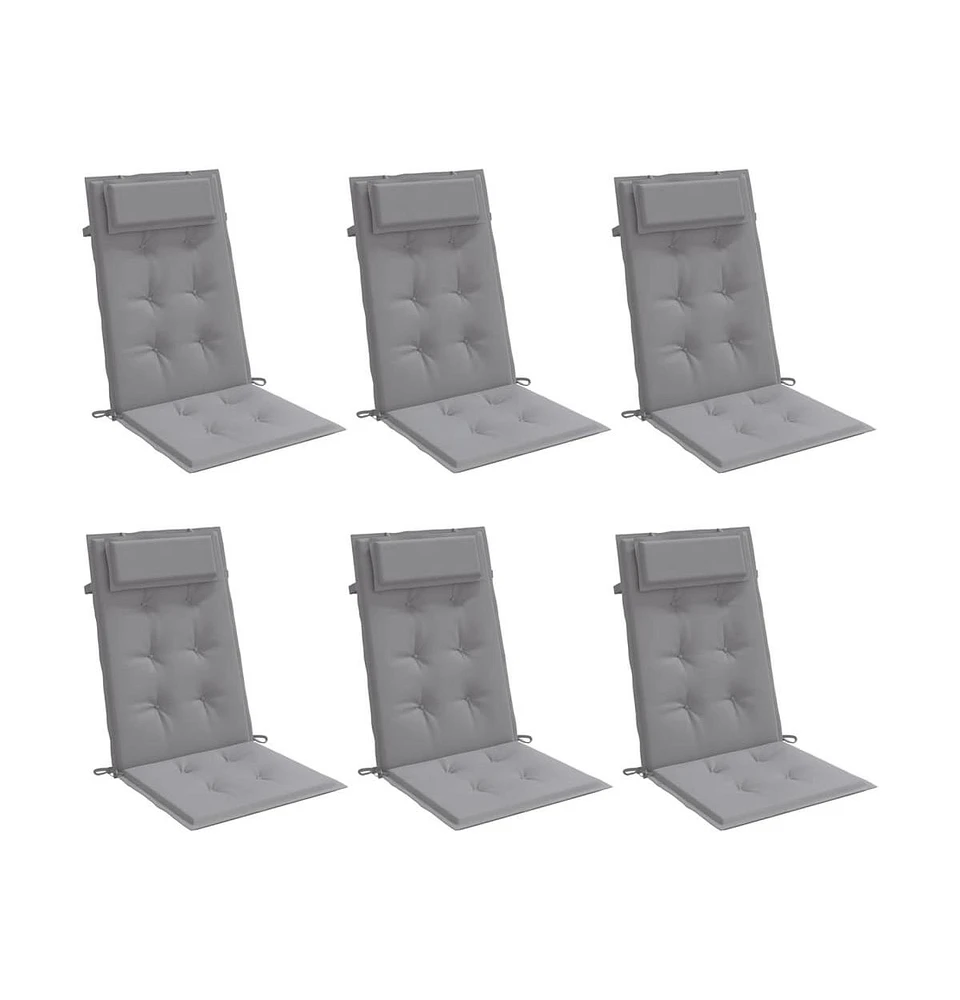 vidaXL Highback Chair Cushions 6 pcs Gray Oxford Fabric