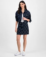 Hugo Women's Chain-Print Denim Trucker Jacket