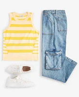 On 34th Womens Striped Sleeveless Sweater Cargo Ankle Length Jeans Exclusively At Macys