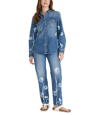 Driftwood Women's Lana Denim Shirt X Phantom Flowers