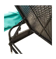 Sun Lounger with Canopy and Table Poly Rattan