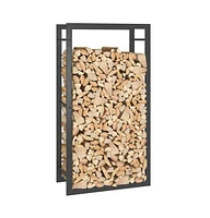 Firewood Rack Matt Black 19.7"x11"x37" Steel