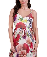 Siena Women's Floral-Print Ruffle-Trim Maxi Dress