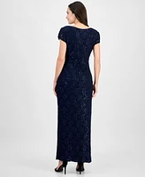Connected Sequined Lace Column Gown