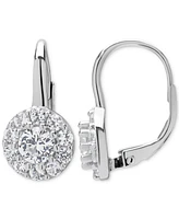 Macy's Lab Grown White Sapphire (2-1/3 ct. t.w.) Round Leverback Earrings in Sterling Silver