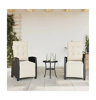 Reclining Patio Chairs 2 pcs with Footrest Poly Rattan