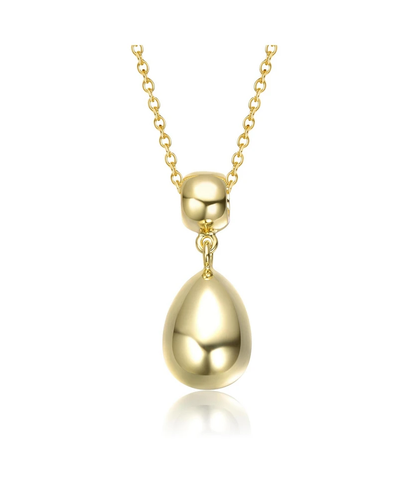 Double Bead Drop Pendant Necklace White Gold Plated or 14K