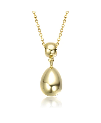 Double Bead Drop Pendant Necklace White Gold Plated or 14K