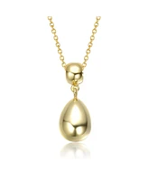 Double Bead Drop Pendant Necklace White Gold Plated or 14K