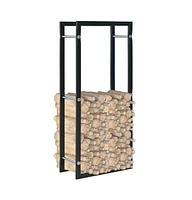 Firewood Rack Black 17.3"x7.9"x39.4" Steel