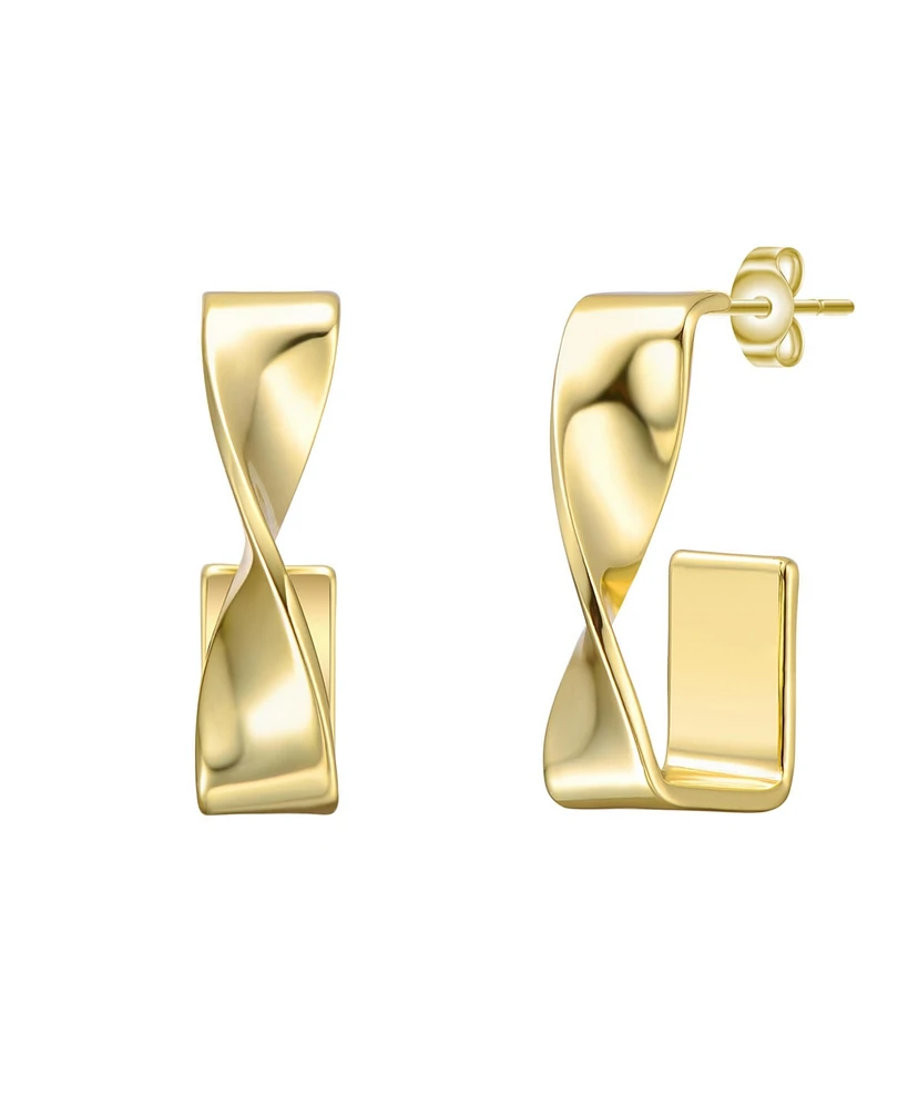 Semi-Hoop Earrings White Gold Plated or 14K