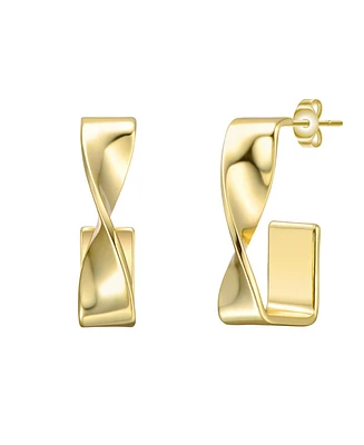 Semi-Hoop Earrings White Gold Plated or 14K