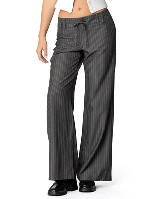 Edikted Women's Mayla Wide Leg Pinstripe Trousers