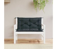 Garden Bench Cushions 2pcs Black Check Pattern 39.4"x19.7"x2.8" Fabric