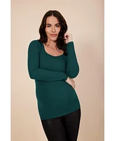 Motherhood Maternity Square Neck Rib Knit Long Sleeve Tee