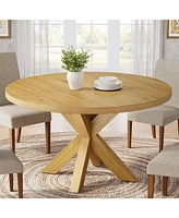 Tribesigns Round Dining Table for 4-6 People, 47.24-Inch Farmhouse Kitchen Table with Crossed Legs, Wood Circle Dinner Table Dining Room Table for Kit