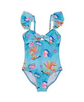 Snapper Rock Little Girls Kaleido Fish Sustainable Frill Swimsuit