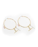 Steve Madden Punk Romance Cultivated Pearl Gem Hoop Earrings