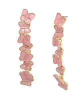 Betsey Johnson Pink Sweetheart Butterfly Linear Earrings