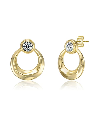 14K Gold Plated Eternity Circle Hoop Cubic Zirconia Earrings