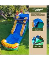 Xjump T-Rex Dinosaur Inflatable Water Slide Bounce House Combo with Splash Pool (with Air Blower), Commercial Grade, 100% Pvc Vinyl, for Kids and Adul