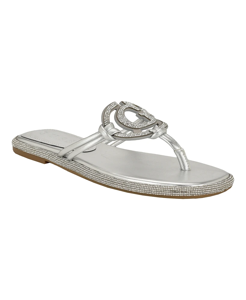 Guess Women's Saima G Cutout Rhinestone Flat Sandals