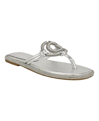 Guess Women's Saima G Cutout Rhinestone Flat Sandals
